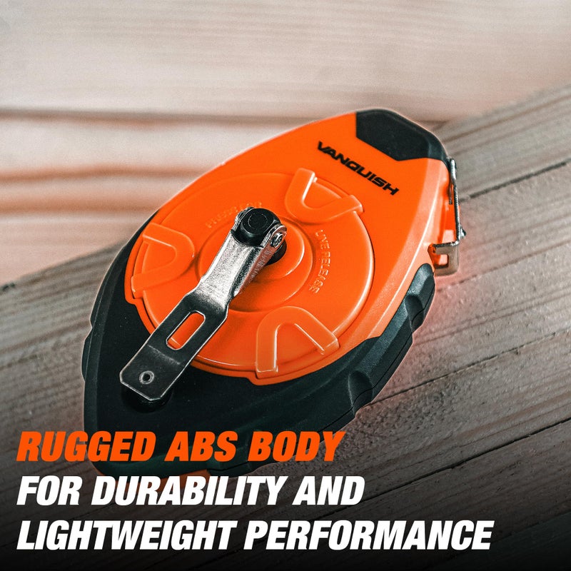 VANQUISH 2 Pieces ABS Chalk Line Reel with 4 oz Blue Chalk & 3.5 Gear Quick Retrieval Orange 4302 - Image 2